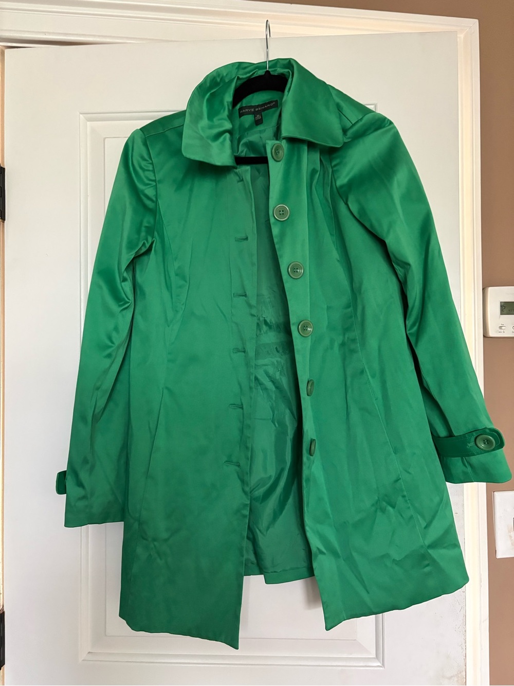 Harve Benard Emerald Green Satin Coat